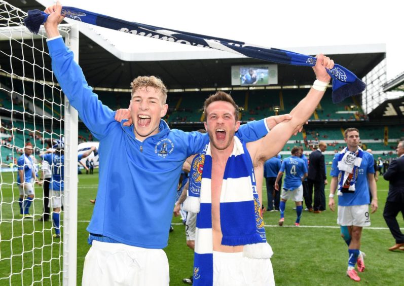 David Wotherspoon with Chris Millar after winning the Scottish Cup in 2014.