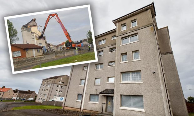 The Anstruther flats, where two of the four blocks have been demolished.