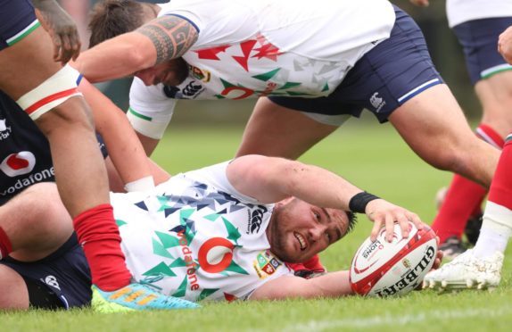 Fagerson in action during training with the Lions at their Jersey camp.