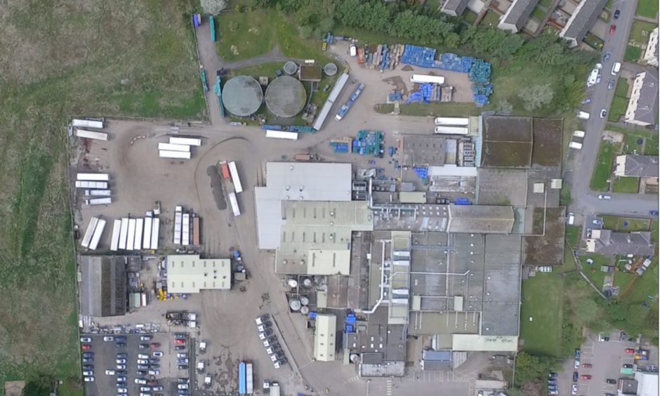 Aerial view of the 2 Sisters poultry plant in Coupar Angus.