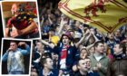 Scotland fans celebrate at a football match