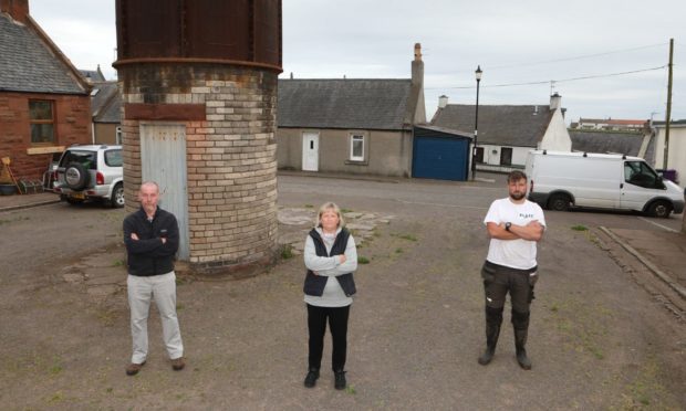 Fed up Auchmithie residents. From left: Kerr MacWhirter, Tracy Cuthill and Daniel Rosie.