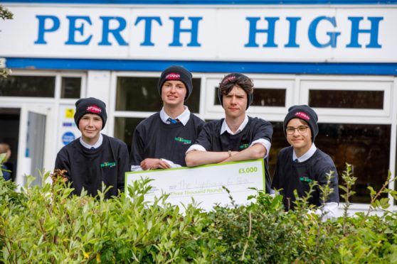 Perth High School pupils Paddy Trotter, Matthew Sandler, Adam Fairlie and Alex Cook secured £3000 for the Lighthouse for Perth charity.