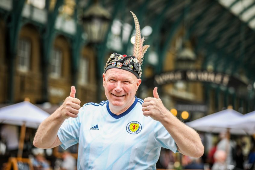 Tartan Army member John Nicol in Covent Garden ahead of the Scotland v England match.