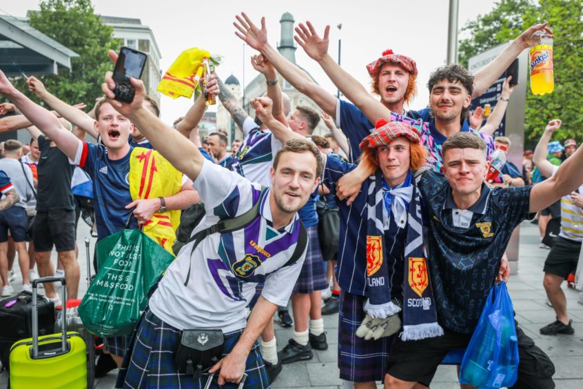 Scotland fans at Kings Cross on Thursday.