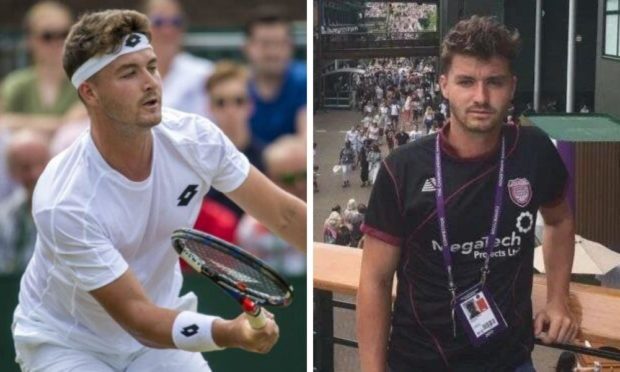 Jonny O'Mara in action (left) and relaxing off court in Arbroath colours.