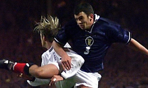 Callum Davidson in action against David Beckham at Wembley.