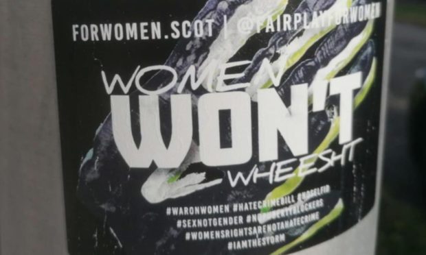 Police appealed for information after the Women Won't Weesht stickers appeared on lampposts in Kirkcaldy/