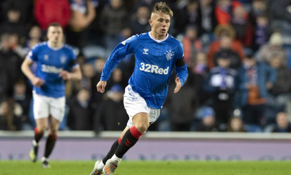 Kai Kennedy in action for Rangers