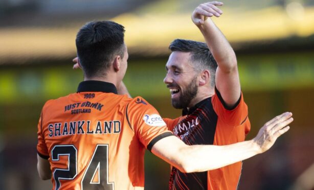 Dundee United duo Lawrence Shankland and Nicky Clark.