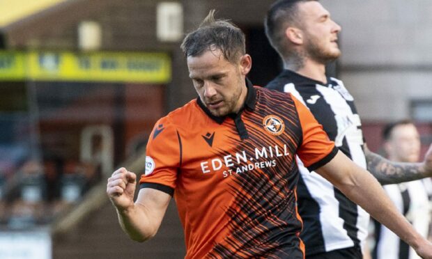 Dundee United's Peter Pawlett celebrates his goal during a Premier Sports Cup tie between Dundee United and Elgin City.