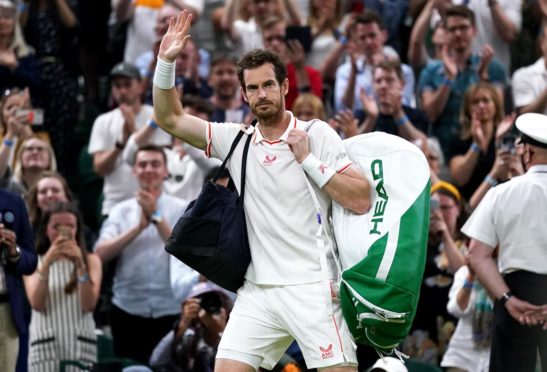 Andy Murray waves to the crowd after his third round match defeat against Denis Shapovalov.