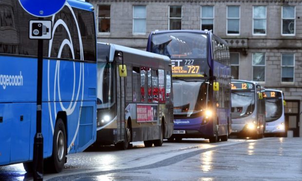 Buses on Aberdeen's Broad Street. Photo: Chris Sumner/DCT Media