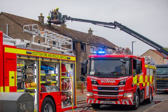 Seven fire appliances were despatched to tackle the blaze at a house in Douglas.