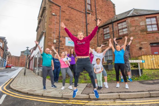 Ryan Ramsay with some of the friends at a Reach Across dance class during the 38-hour marathon event. Pic: Steve MacDougall / DCT Media