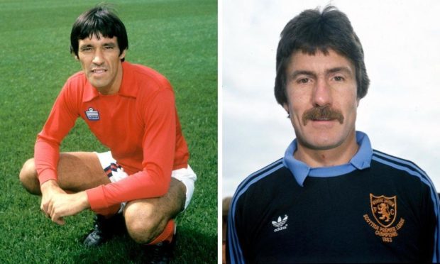 Ally Donaldson (left) of Dundee and Hamish McApline (right) of Dundee United are Jim's picks for the City of Discovery clubs' greatest keepers.