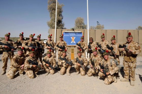 Black Watch soldiers at Kandahar Air Field in Afghanistan in 2009. Afghanistan. Supplied by MoD/Lesley Martin 2009