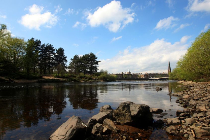 Moncrieffe Island, on the River Tay in the centre of Perth