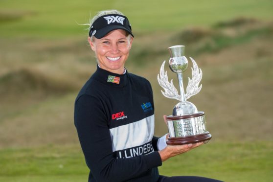 Ryann O'Toole with the Scottish Open trophy.