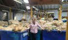 Fiona at the British Wool depot in Galashiels, Scotland's largest wool grading centre.