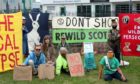 Extinction Rebellion  demonstrators protesting at Dundee Airport about the Glorious 12th
