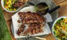 Barbecued oriental sweet and sour spare ribs.