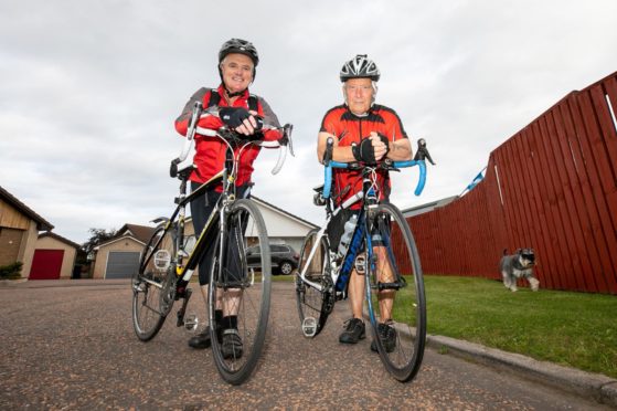 Gary Bruce (left) and Ian Wren about to set off on a training ride. Pic: Kim Cessford/DCT Media.