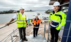Calum MacDougall, from Inland & Coastal Marine Systems, Captain Tom Hutchison, chief executive at Montrose Port Authority, and Sid Anverali, senior project manager for Seagreen.