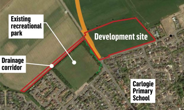 Kirkwood Homes' development site at northern edge of Carnoustie.
