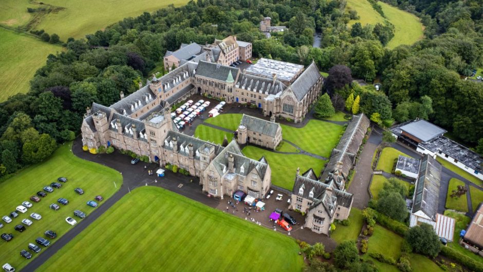 Drone shots of Glenalmond College's first-ever farmers' market.