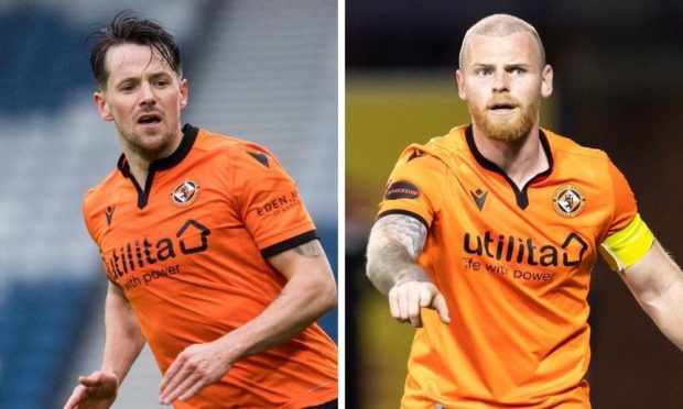 Dundee United striker Marc McNulty and defender Mark Connolly.