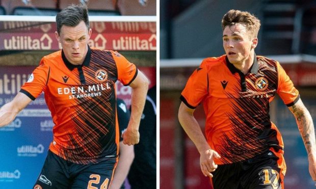 Dundee United stars Lawrence Shankland and Jamie Robson.