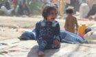 An Afghan child in a displaced persons camp.