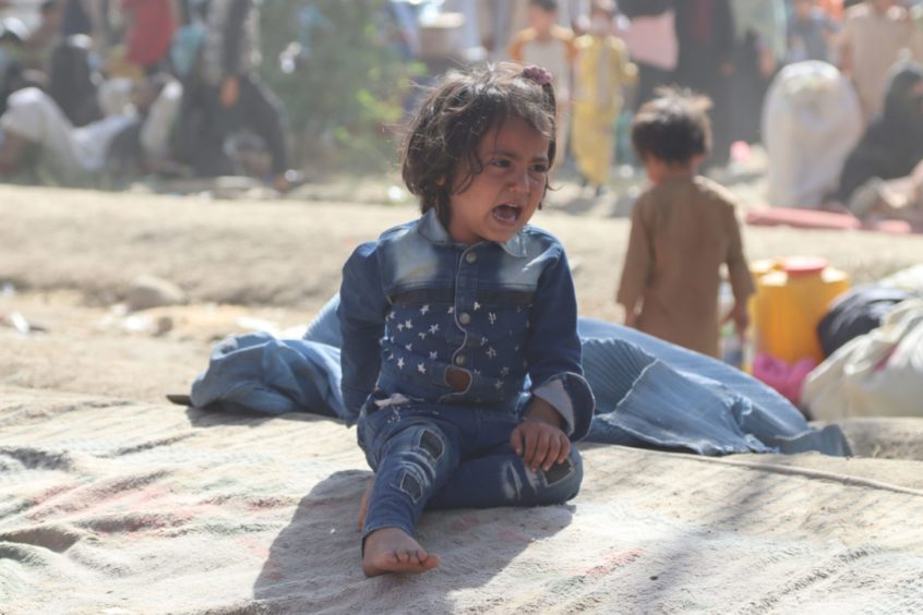 An Afghan child in a displaced persons camp.