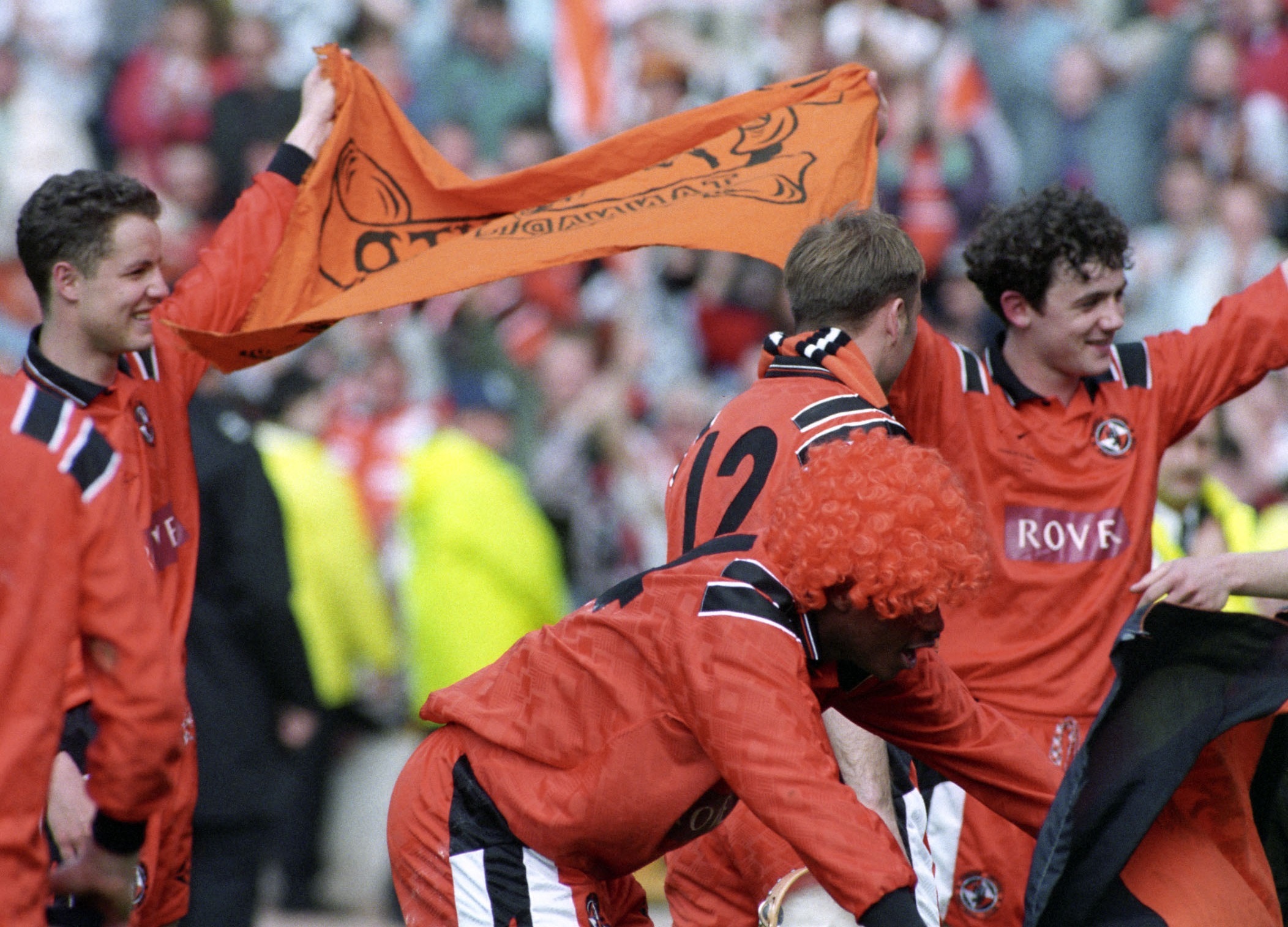 Christian Dailly (right) and Alec Cleland celebrate Dundee United's Scottish Cup win in 1994.