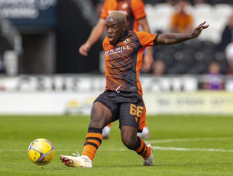 Jeando Fuchs in action for Dundee United