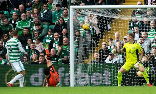 Ian Harkes headed Dundee United level with a stunning breakaway goal at Celtic Park