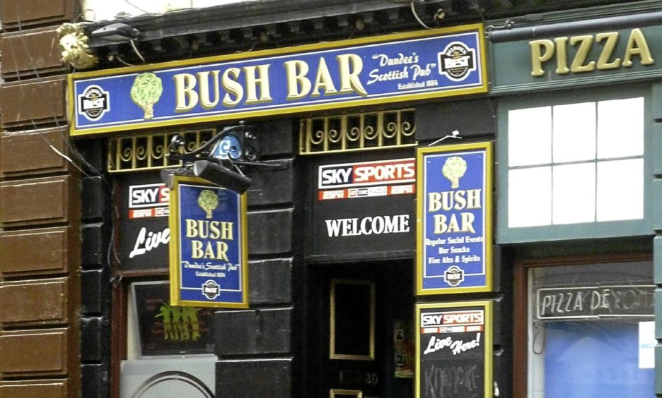 The old outside of the Bush Bar, Dundee.