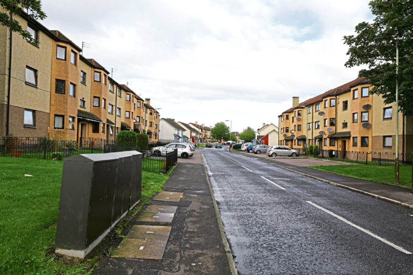 council housing in Grampian Gardens in the Fintry area of Dundee.