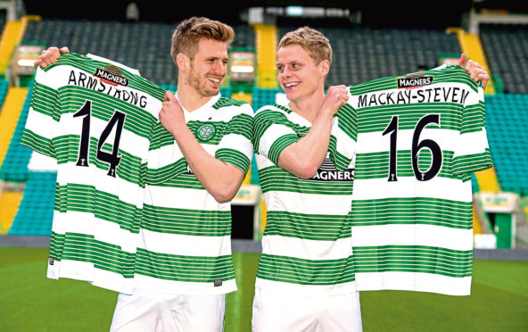 Dundee Utd team-mates Stuart Armstrong (left) and Gary Mackay-Steven after moving to Celtic on transfer deadline day