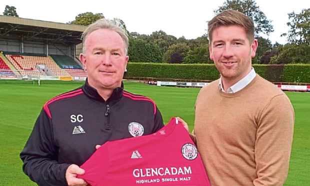 Brechin's assistant manager Stevie Campbell with Mark Wilson, when the latter was announced as the new manager at Glebe Park.