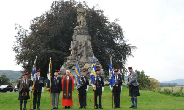 Standard bearers and officials at the Aberfeldy event. Pic: Frank Proctor.