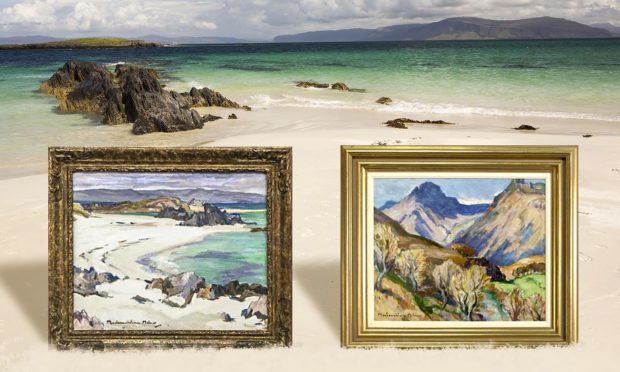 Two paintings by Dundee colourist painter John Maclauchlan Milne against one of his favourite subjects - the Isle of Iona. Supplied by Shutterstock/McTear's/Roddie Reid