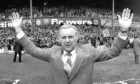 Jim McLean, Dundee United manager celebrating after Dundee United win the league at Dens.