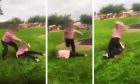 The video shows the girl being dragged by her hair, punched and kicked.