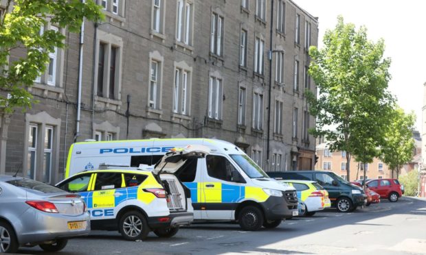 Police parked in Dundonald Street earlier this year.