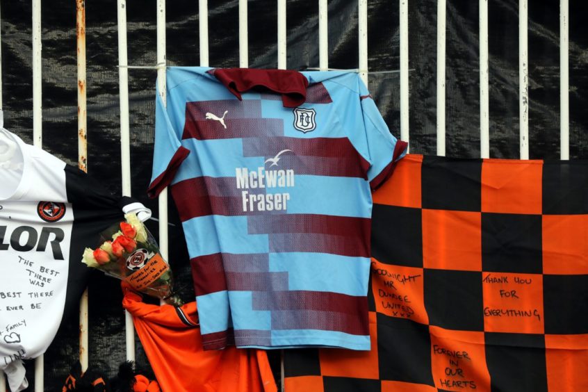 A Dundee FC shirt in amongst the items left at Tannadice.