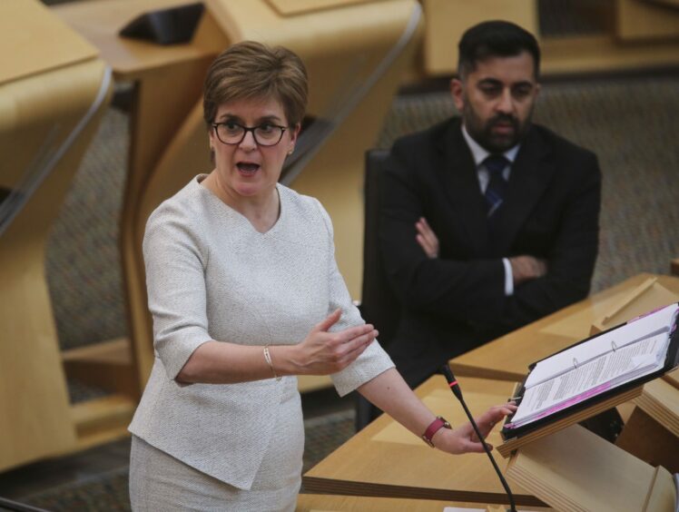 Nicola Sturgeon speaking in the Scottish Parliament