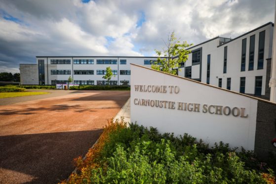 Carnoustie High School is being used as a testing site by NHS Tayside.