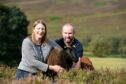 Sabrina and George Ross with one of their black Cheviot sheep.